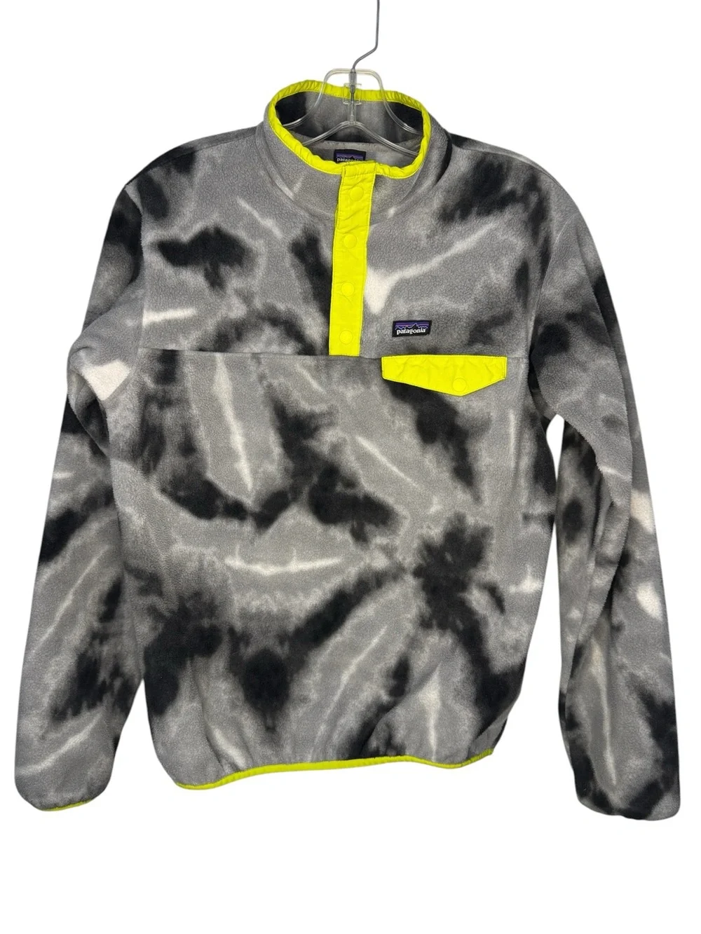 Patagonia Synchilla Snap-T Grey Black Yellow Fleece Pullover Boy’s Size XXL